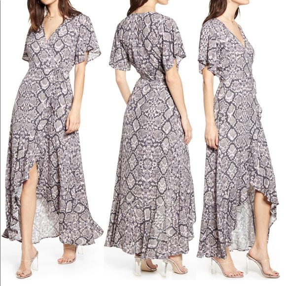 Leith | Dresses | Leith Long Languid Dress Grey Snakeskin Wrap Dress |  Poshmark